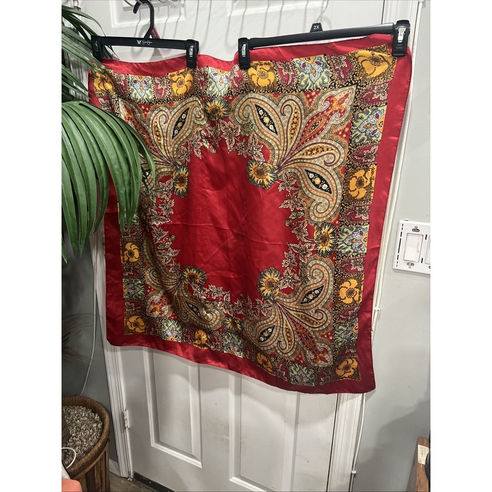 Vintage Scarf Fall Colors Floral 36" Square Rolled Hem Table, Hair,‎ Neck 465